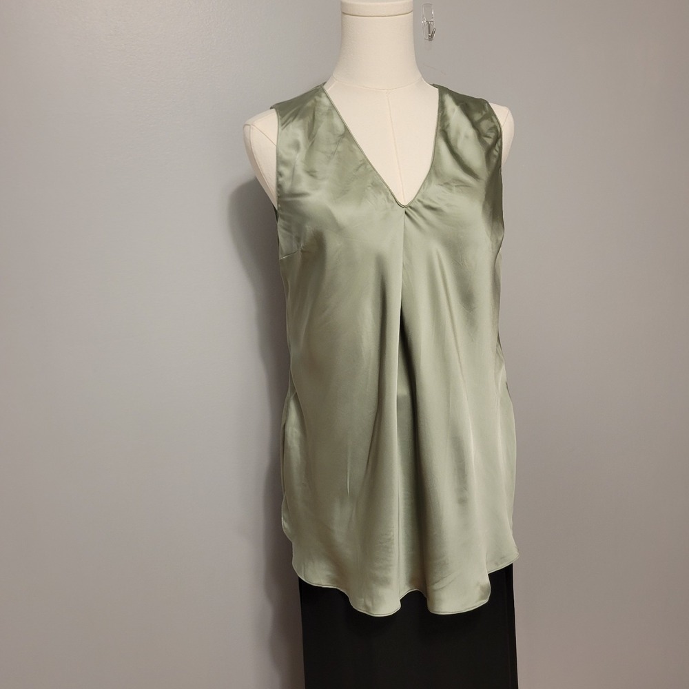 Ralph Lauren Purple Label Gwinnett‎ Washed Satin Blouse Womens 2 Green $990